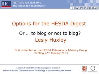 Options for the HESDA Digest