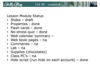 CIS 90 - Lesson 9