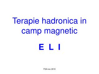 Terapie hadronica in camp magnetic E L I