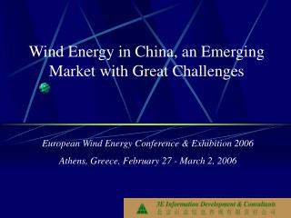 Wind Energy in China, an Emerging Market with Great Challenges
