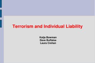 Terrorism and Individual Liability
