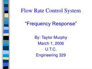 Flow Rate Control System