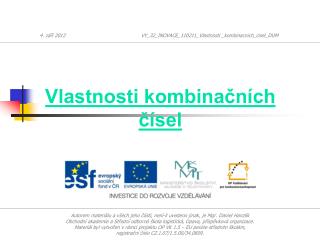 Vlastnosti kombinačních čísel