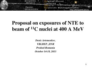 Proposal on exposures of NTE to beam of 11 C nuclei at 400 A MeV