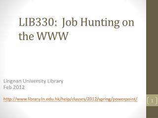 LIB330: Job Hunting on the WWW