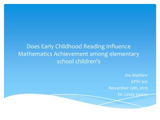 Does Early Childhood Reading Influence Mathematics Achievement among elementary school children's