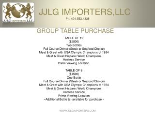 JJLG IMPORTERS,LLC Ph. 404.552.4328
