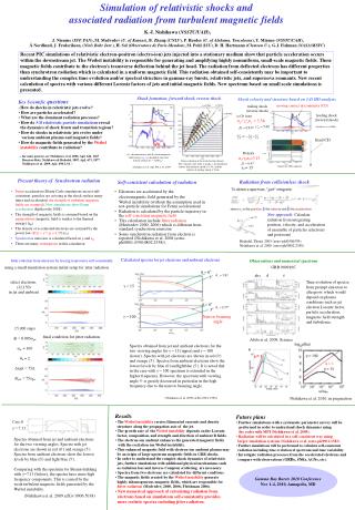 Simulation of relativistic shocks and associated radiation from turbulent magnetic fields