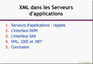 XML dans les Serveurs d'applications