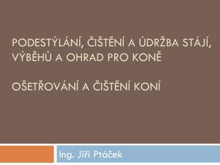 Podestýlání, čištění a údržba stájí, výběhů a ohrad pro koně ošetřování a čištění koní