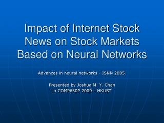 Impact of Internet Stock News on Stock Markets Based on Neural Networks