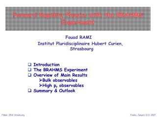 Fouad RAMI Institut Pluridisciplinaire Hubert Curien, Strasbourg