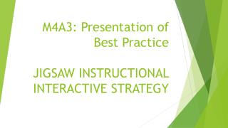 M4A3: Presentation of Best Practice JIGSAW INSTRUCTIONAL INTERACTIVE STRATEGY