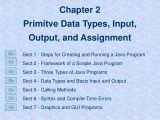 Chapter 2 Primitve Data Types, Input, Output, and Assignment