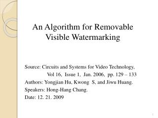 An Algorithm for Removable Visible Watermarking