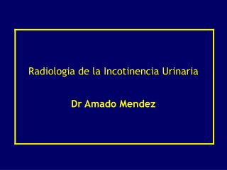 Radiologia de la Incotinencia Urinaria
