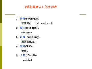 《 爱斯基摩人 》 的生词表