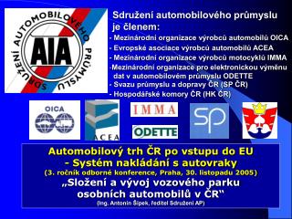 Sdružení automobilového průmyslu je členem: