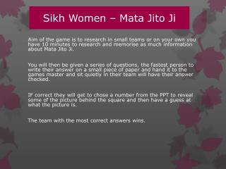 Sikh Women – Mata Jito Ji
