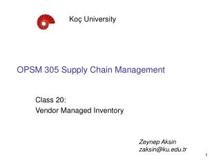 OPSM 305 Supply Chain Management