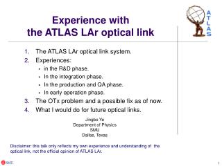 Experience with the ATLAS LAr optical link