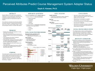 Perceived Attributes Predict Course Management System Adopter Status Gayla S. Keesee, Ph.D.