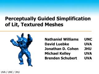 Perceptually Guided Simplification of Lit, Textured Meshes