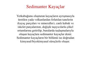 Sedimanter Kayaçlar