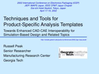 Russell Peak Senior Researcher Manufacturing Research Center Georgia Tech