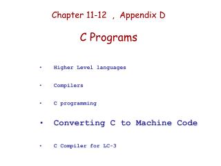 Chapter 11-12 , Appendix D C Programs