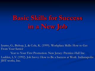 Basic Skills for Success in a New Job