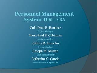 Personnel Management System 4106 – 08A