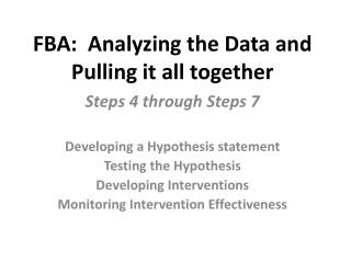 FBA: Analyzing the Data and Pulling it all together