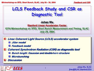 Linac Coherent Light Source (LCLS) accelerator system Jitter model Feedback model