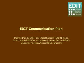 EDIT Communication Plan