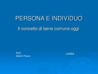 PERSONA E INDIVIDUO