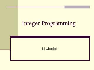 Integer Programming