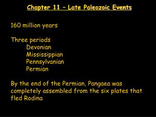 Chapter 11 – Late Paleozoic Events