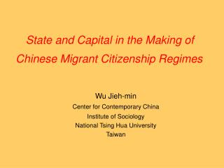 State and Capital in the Making of Chinese Migrant Citizenship Regimes