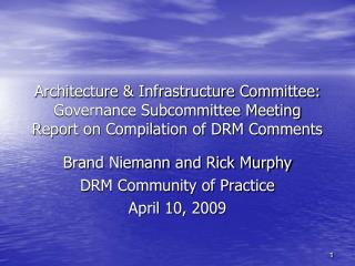 Brand Niemann and Rick Murphy DRM Community of Practice April 10, 2009