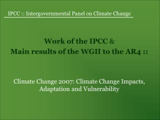 IPCC :: Intergovernmental Panel on Climate Change