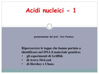 Acidi nucleici - 1