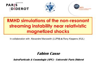 RMHD simulations of the non-resonant streaming instability near relativistic magnetized shocks