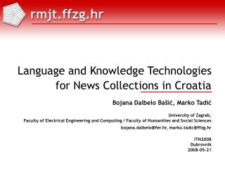 Language and Knowledge Technologies for News Collections in Croatia