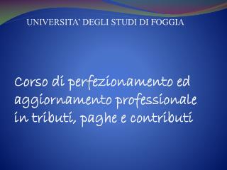 UNIVERSITA’ DEGLI STUDI DI FOGGIA