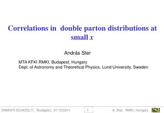 Correlations in double parton distributions at small x
