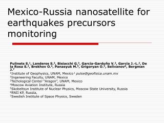 Mexico-Russia nanosatellite for earthquakes precursors monitoring