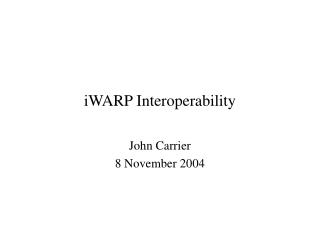 iWARP Interoperability