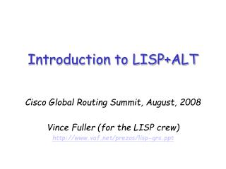 Introduction to LISP+ALT