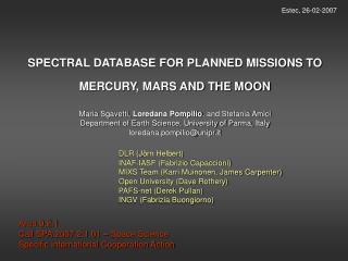 SPECTRAL DATABASE FOR PLANNED MISSIONS TO MERCURY, MARS AND THE MOON